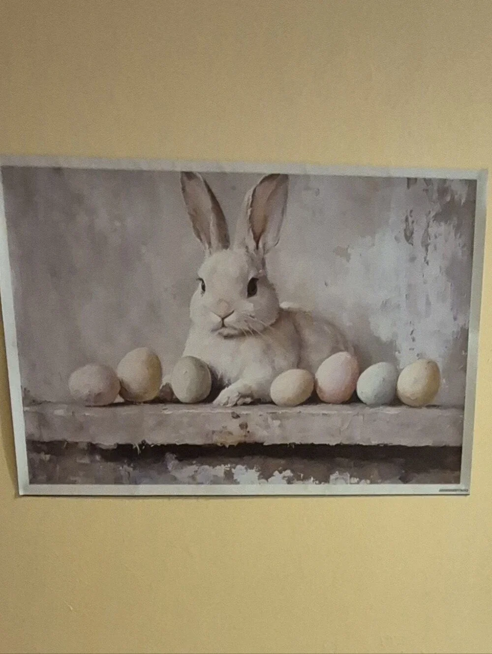 Rustic Easter Bunny and Eggs Canvas Art Print 16”x24” Wall Art Vintage Style